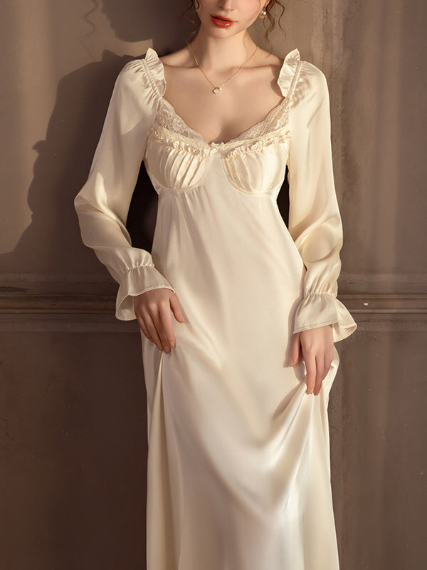 Silk Elegance Lace-Trimmed Nightgown