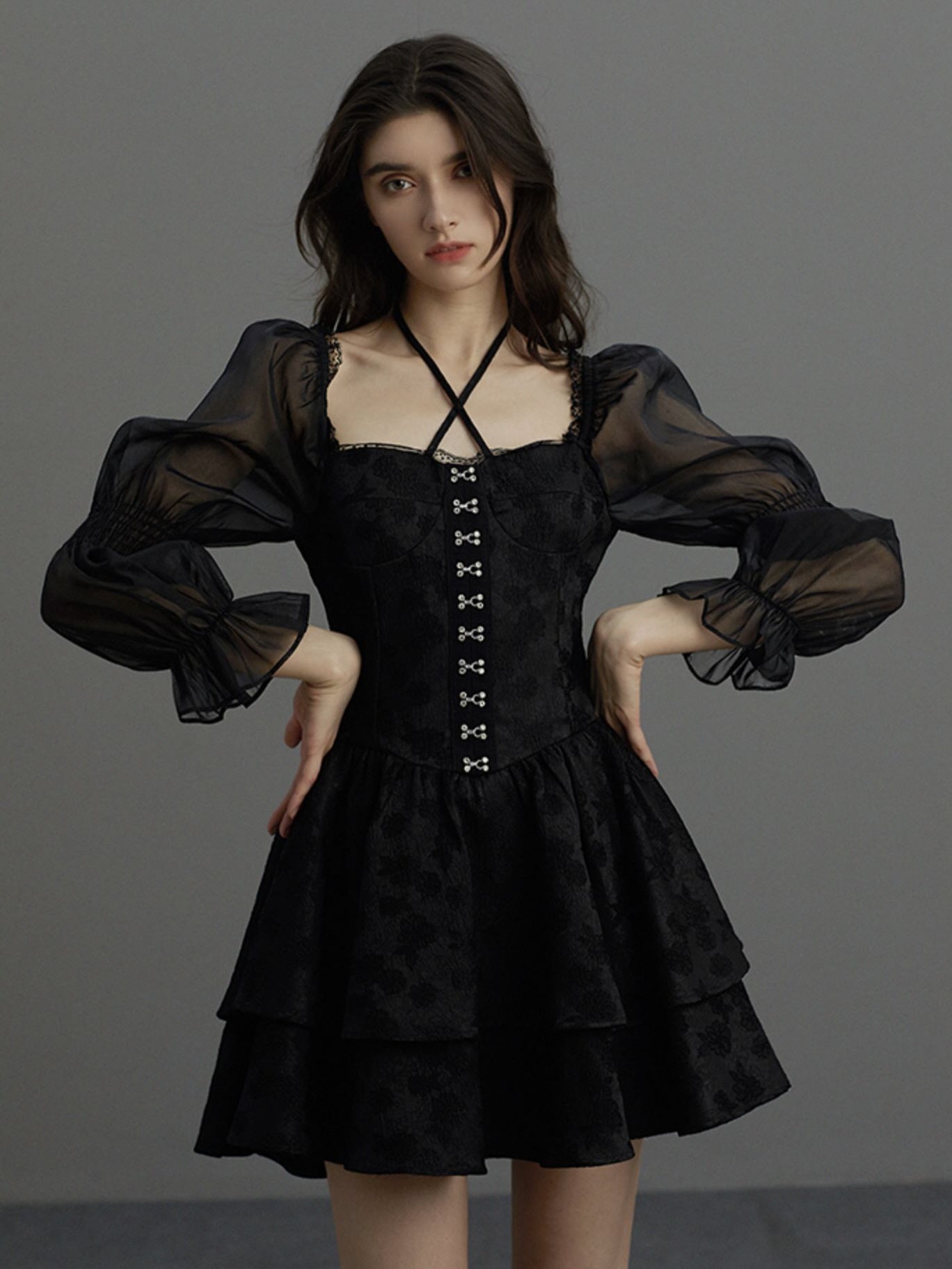 Gothic Romance Layered Mini Dress