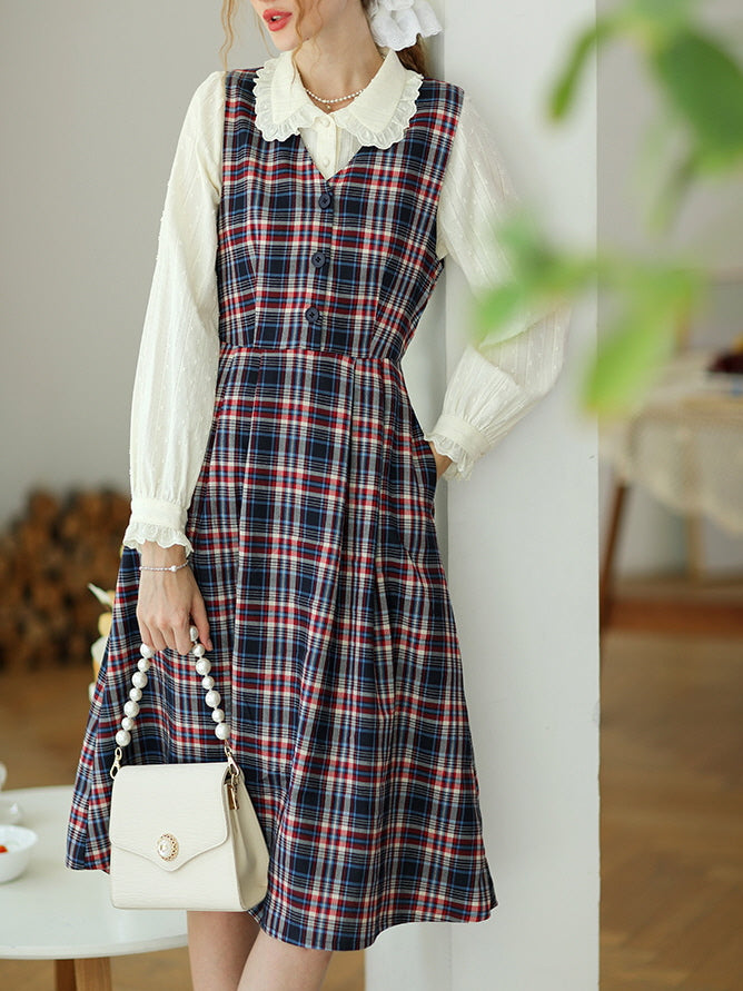 Plaid Dreams Sleeveless Pinafore Dress