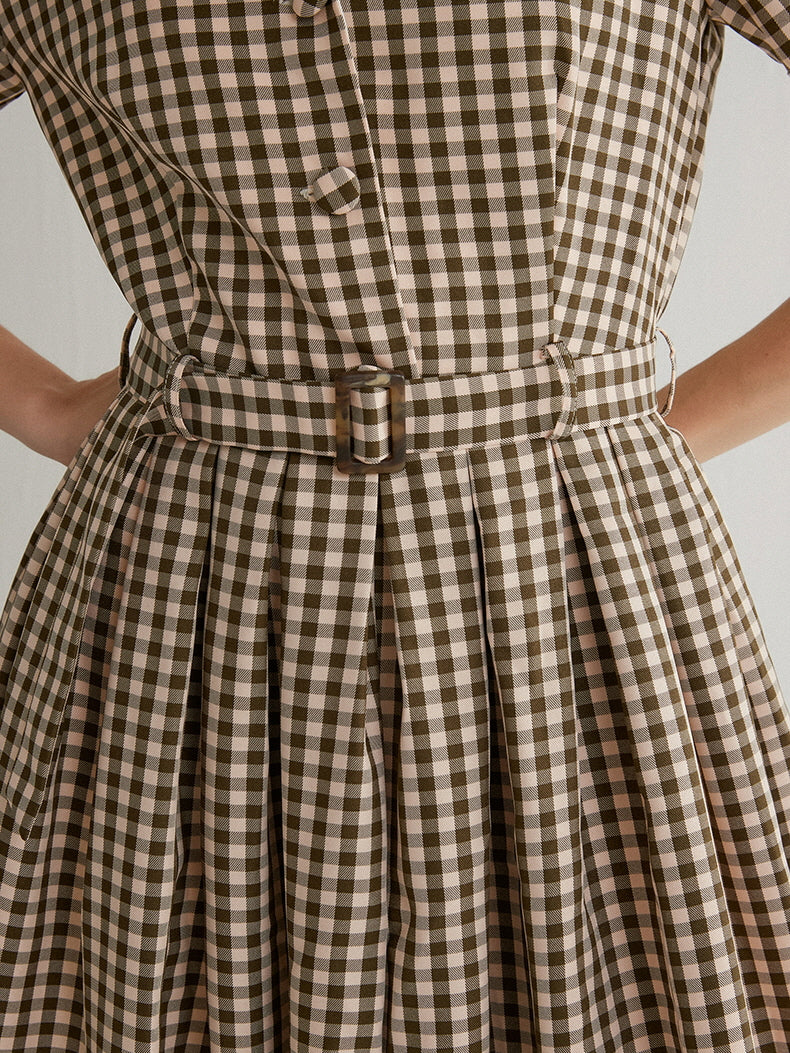 Vintage Charm Gingham Midi Dress