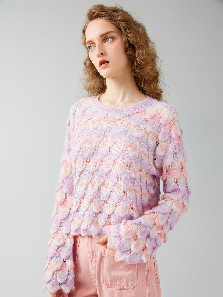 Dreamy Pastel Mermaid Scales Knit Sweater