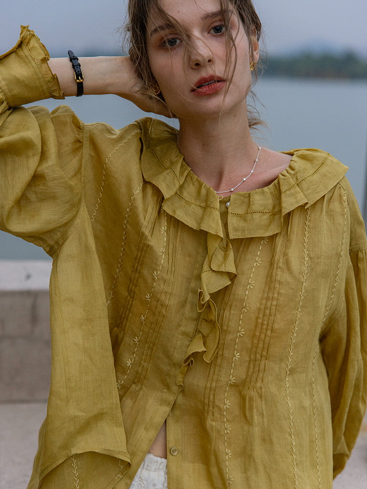 Golden Sunrise Ramie Blouse