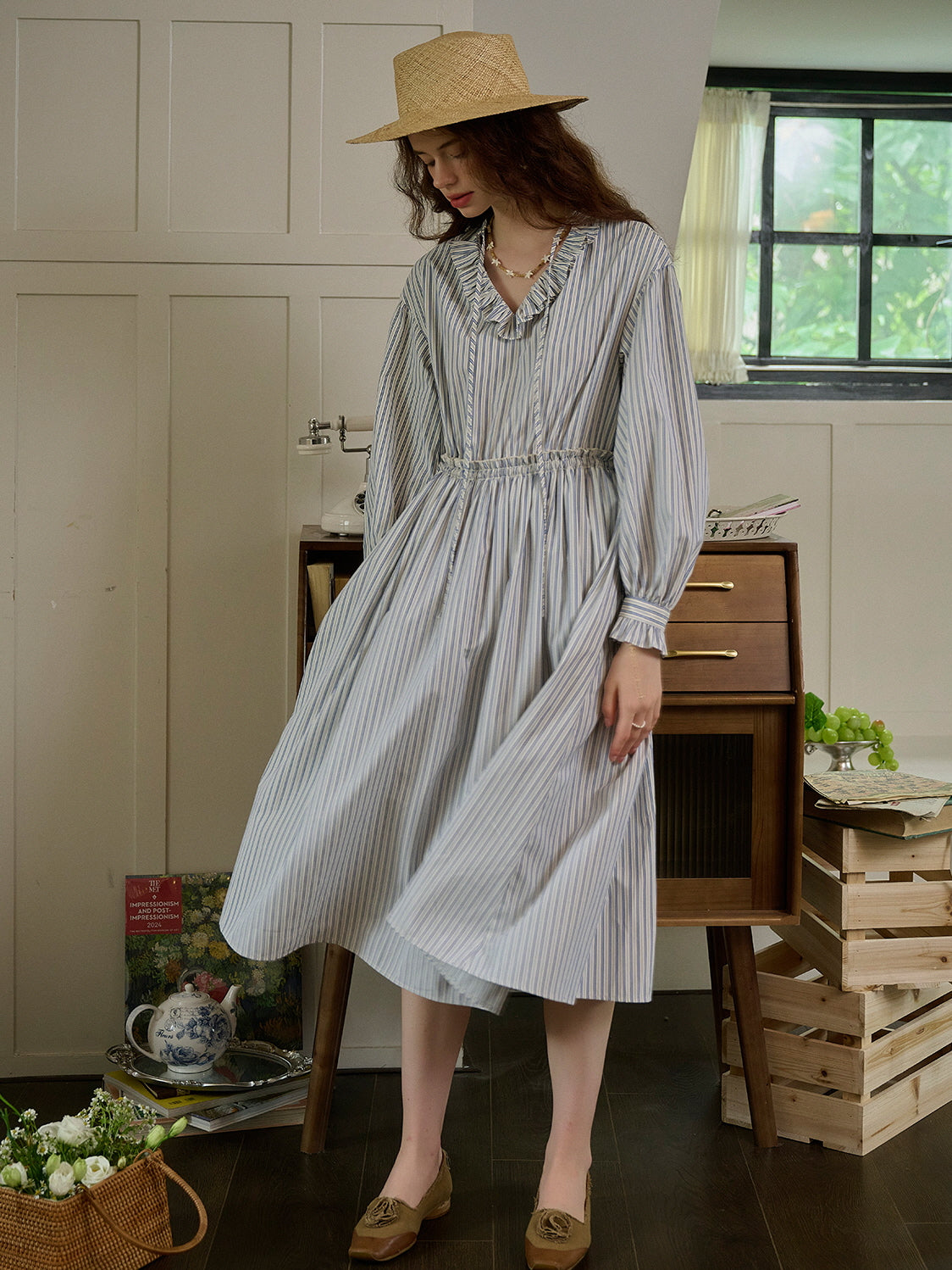 Blue Striped Prairie Day Dress