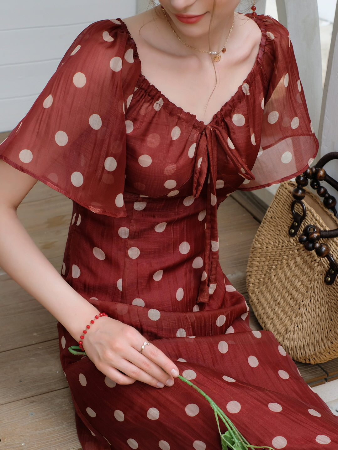 Ava's Vintage Dots Red Dress