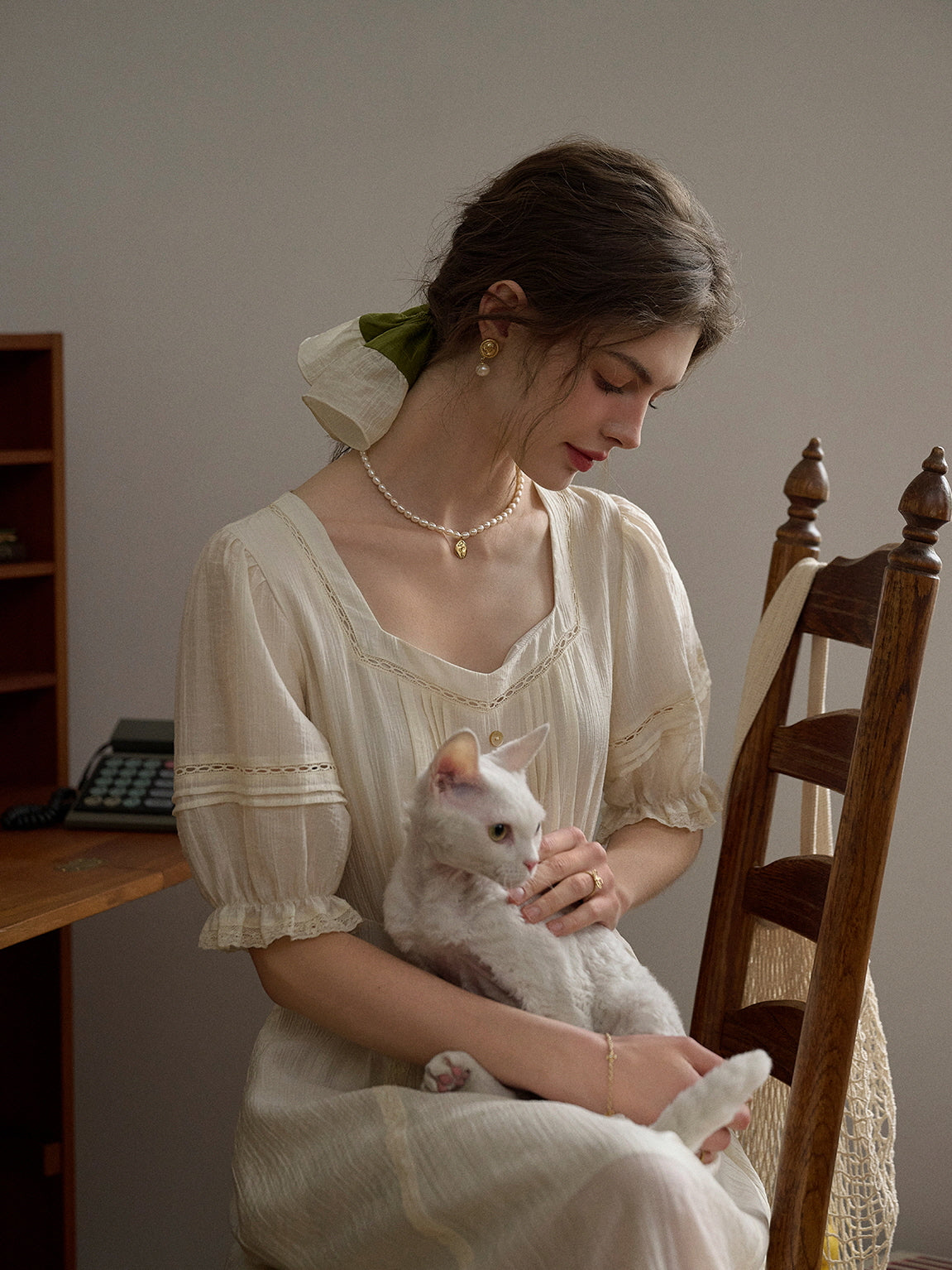 Vintage Ivory Cottage Long Dress