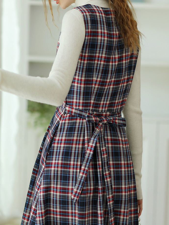 Plaid Dreams Sleeveless Pinafore Dress