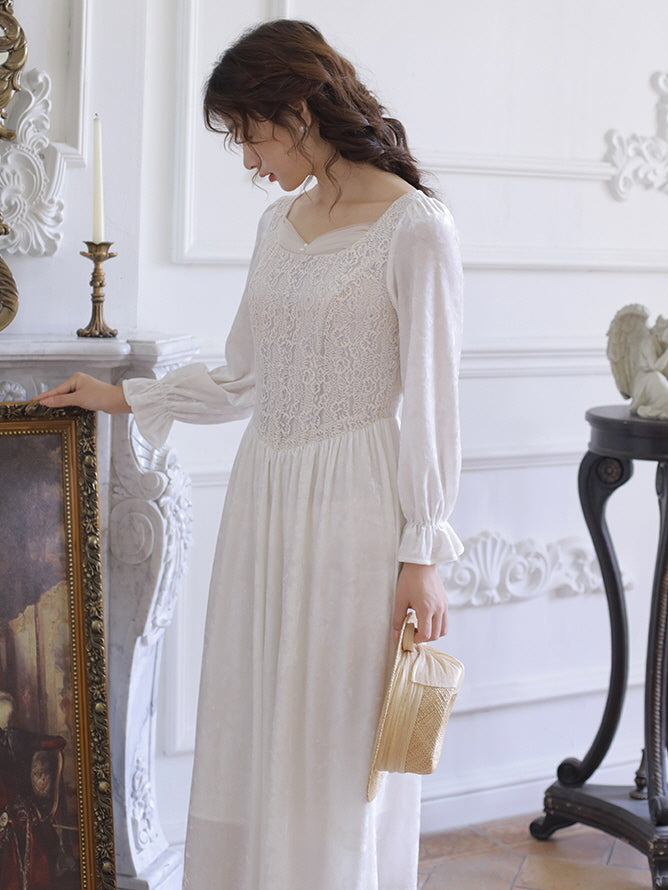 Ethereal Elegance White Vintage Dress