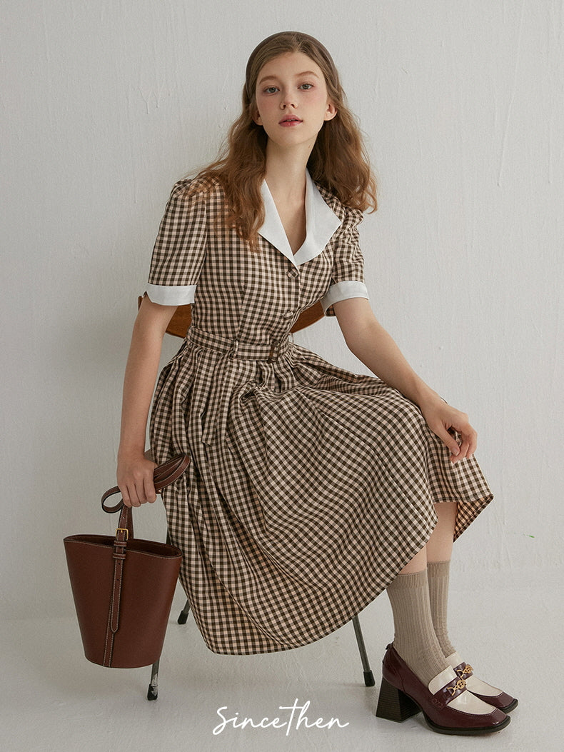 Vintage Charm Gingham Midi Dress