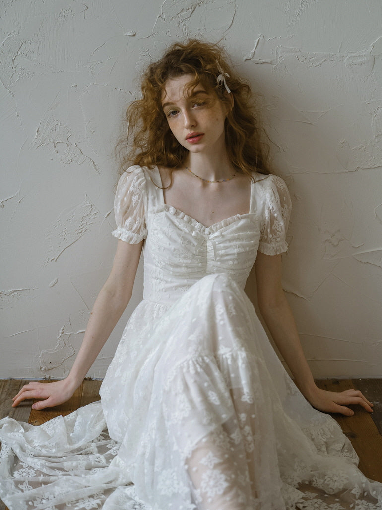 Ethereal Lace White Blossom Dress