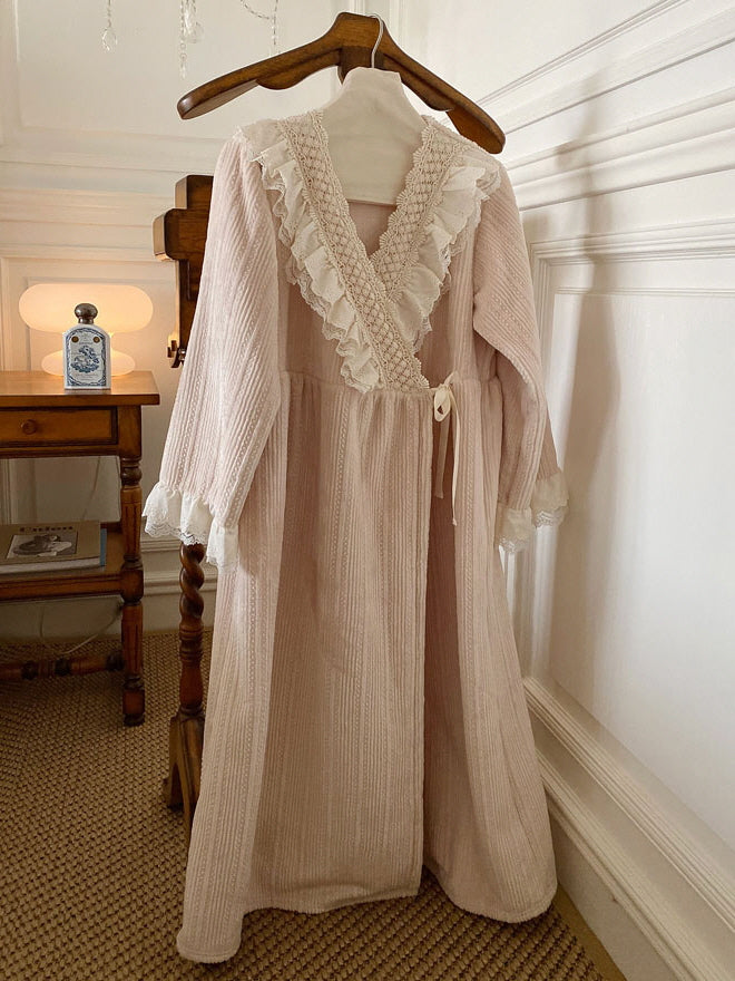 Dreamy Lace-Trim Velvet Nightgown