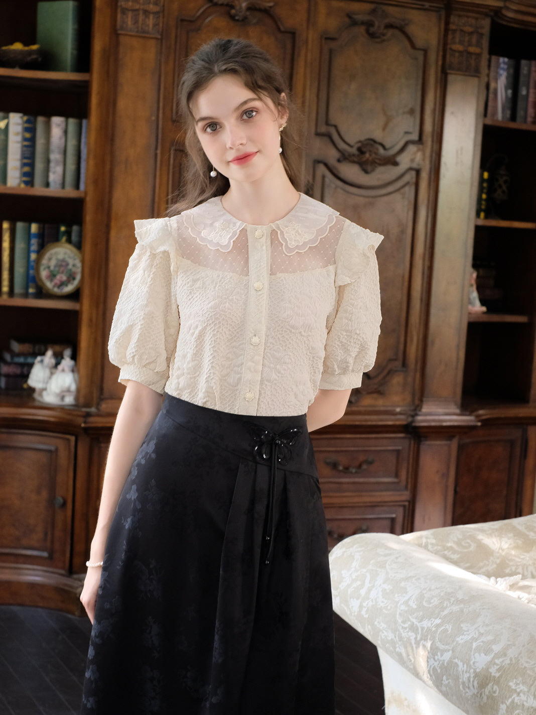 Ethereal Lace Dreams Ivory Blouse