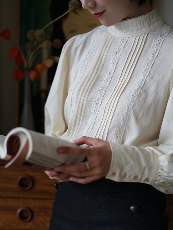 Victorian Elegance Lace Ivory Blouse