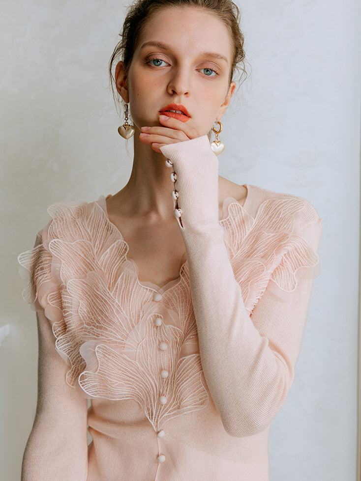 Delicate Ruffled Fairy Floral Cardigan