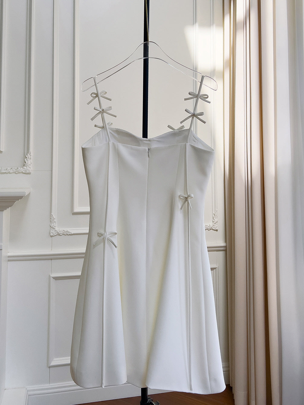 Coquette White Ribbon Bow-Adorned Dress