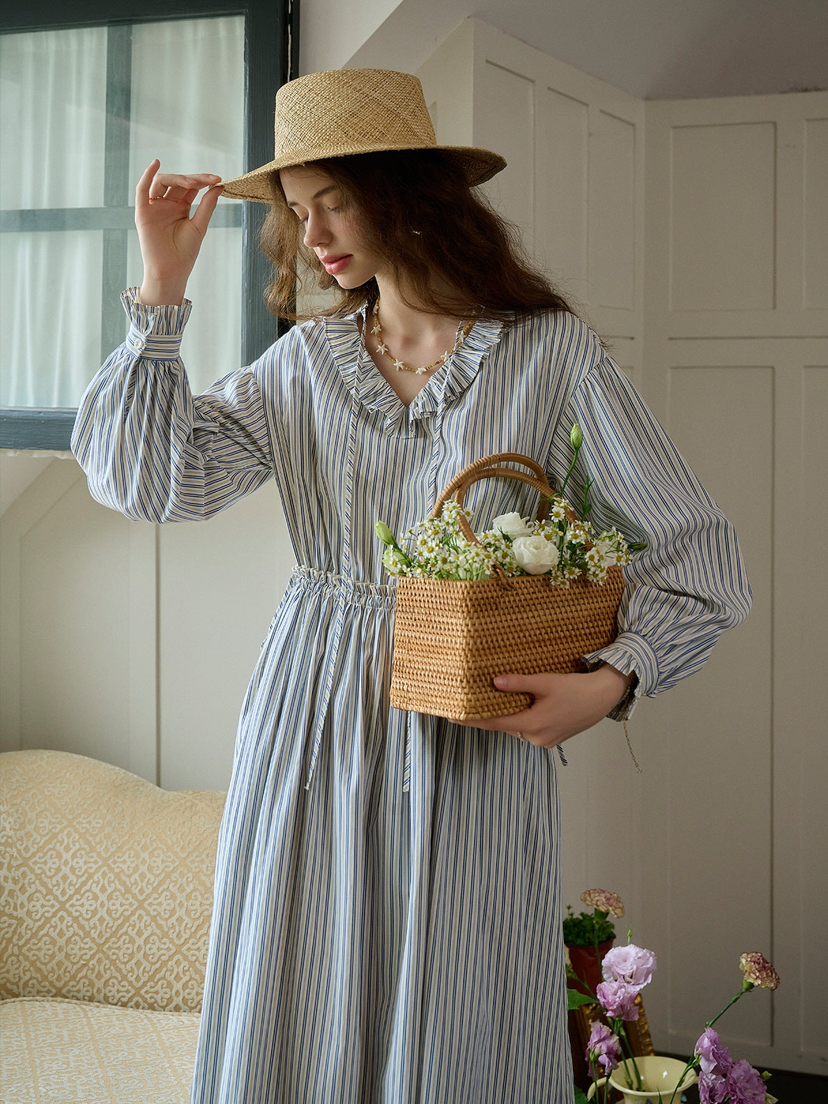 Blue Striped Prairie Day Dress