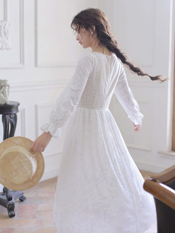 Ethereal Elegance White Vintage Dress