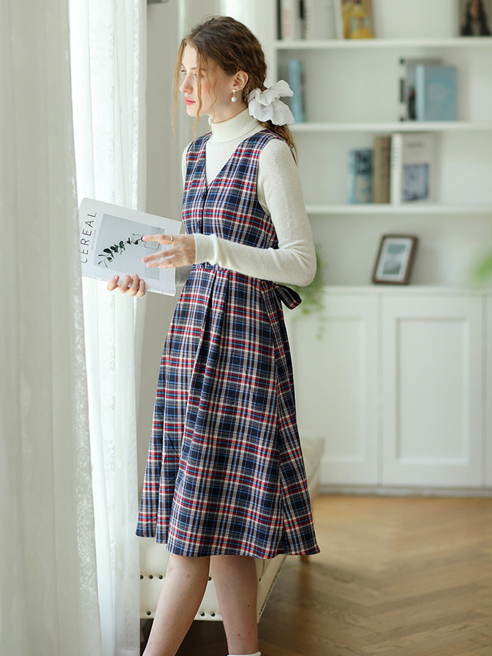 Plaid Dreams Sleeveless Pinafore Dress