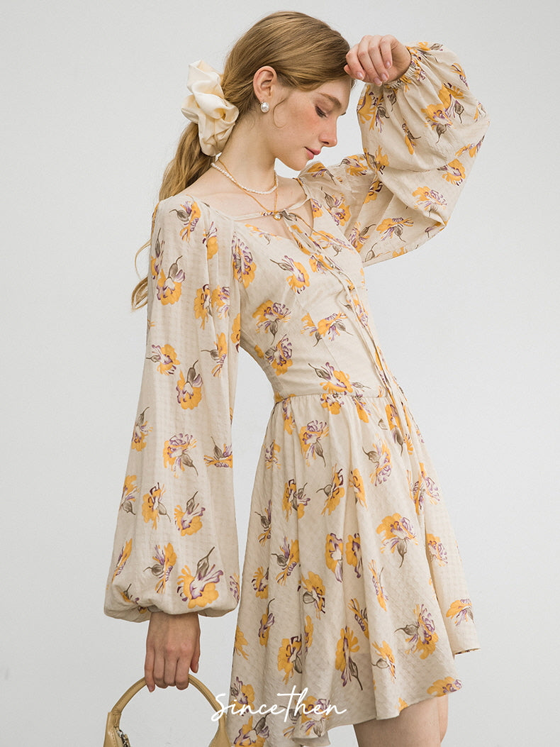 Autumn Blooms Cottagecore Dress Floral / M Autumn Blooms Cottagecore Dress Floral / M
