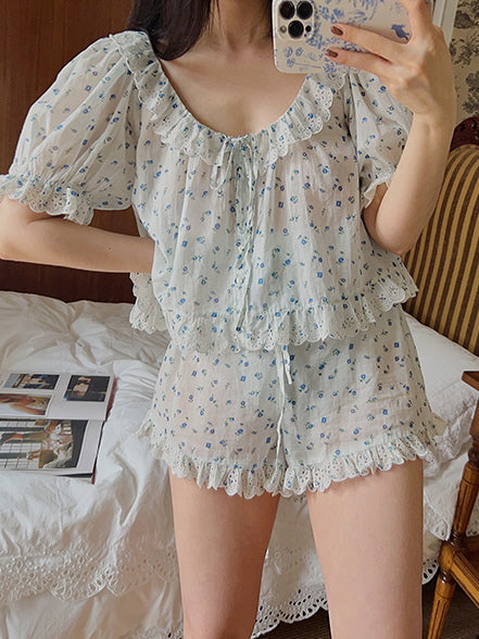 Blue Floral Dream Pajama Set