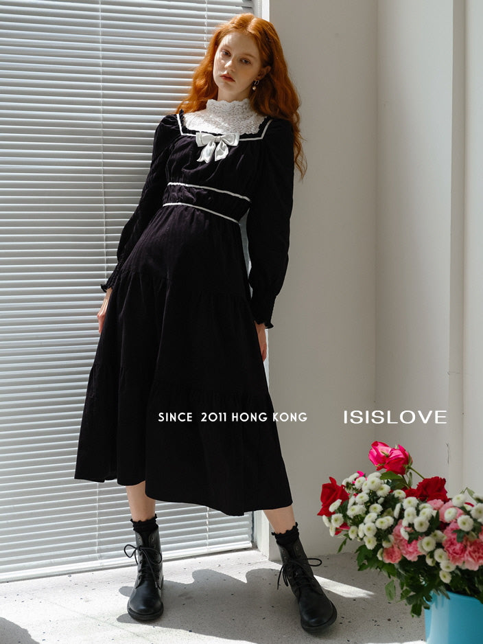 Midnight Elegance Corduroy Dress