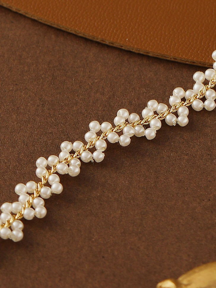 Vintage Floral Beaded Pearl Choker Necklace