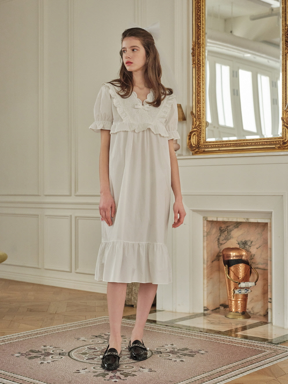 Madely White Cotton Nightwear