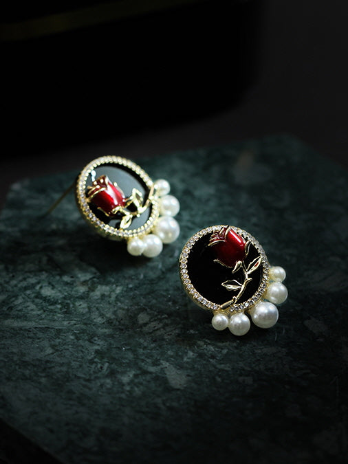 Elegant Rose Stud Earrings