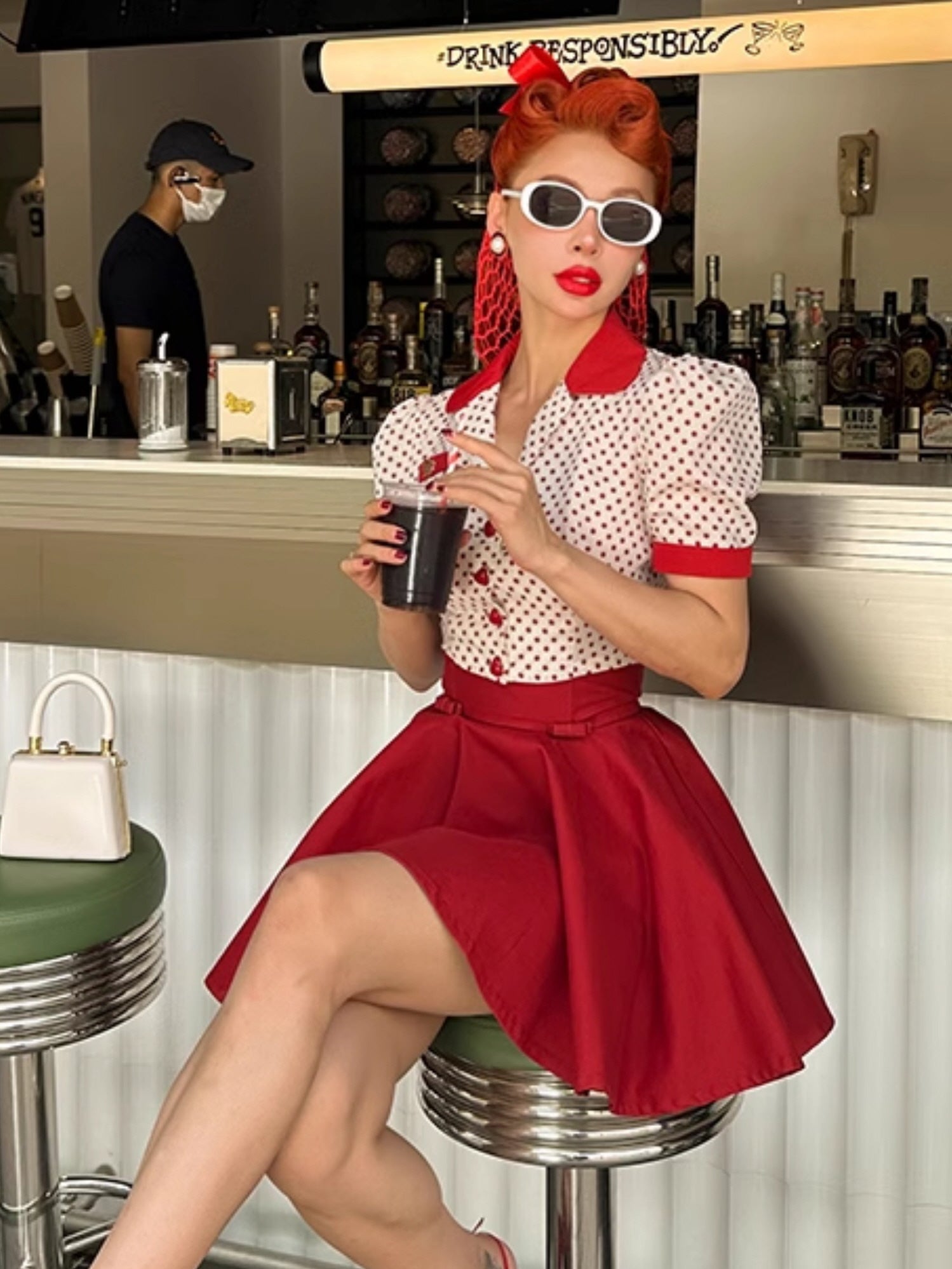 Cherry Diner Retro Dot Blouse