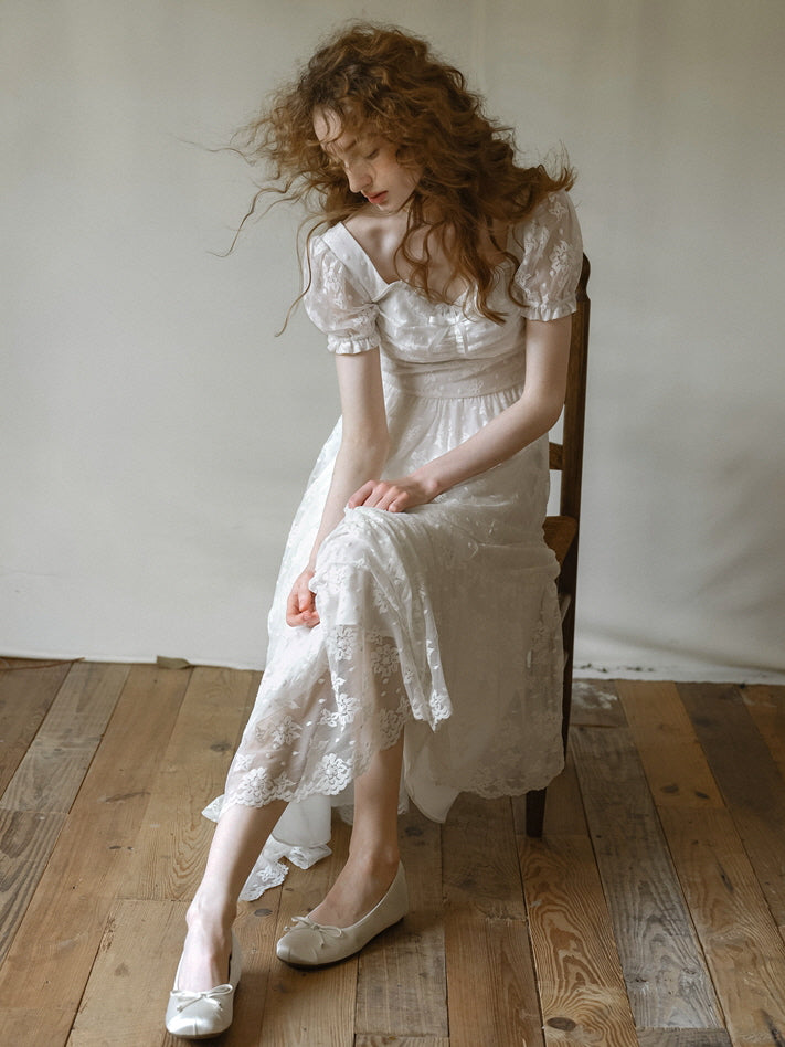 Ethereal Lace White Blossom Dress