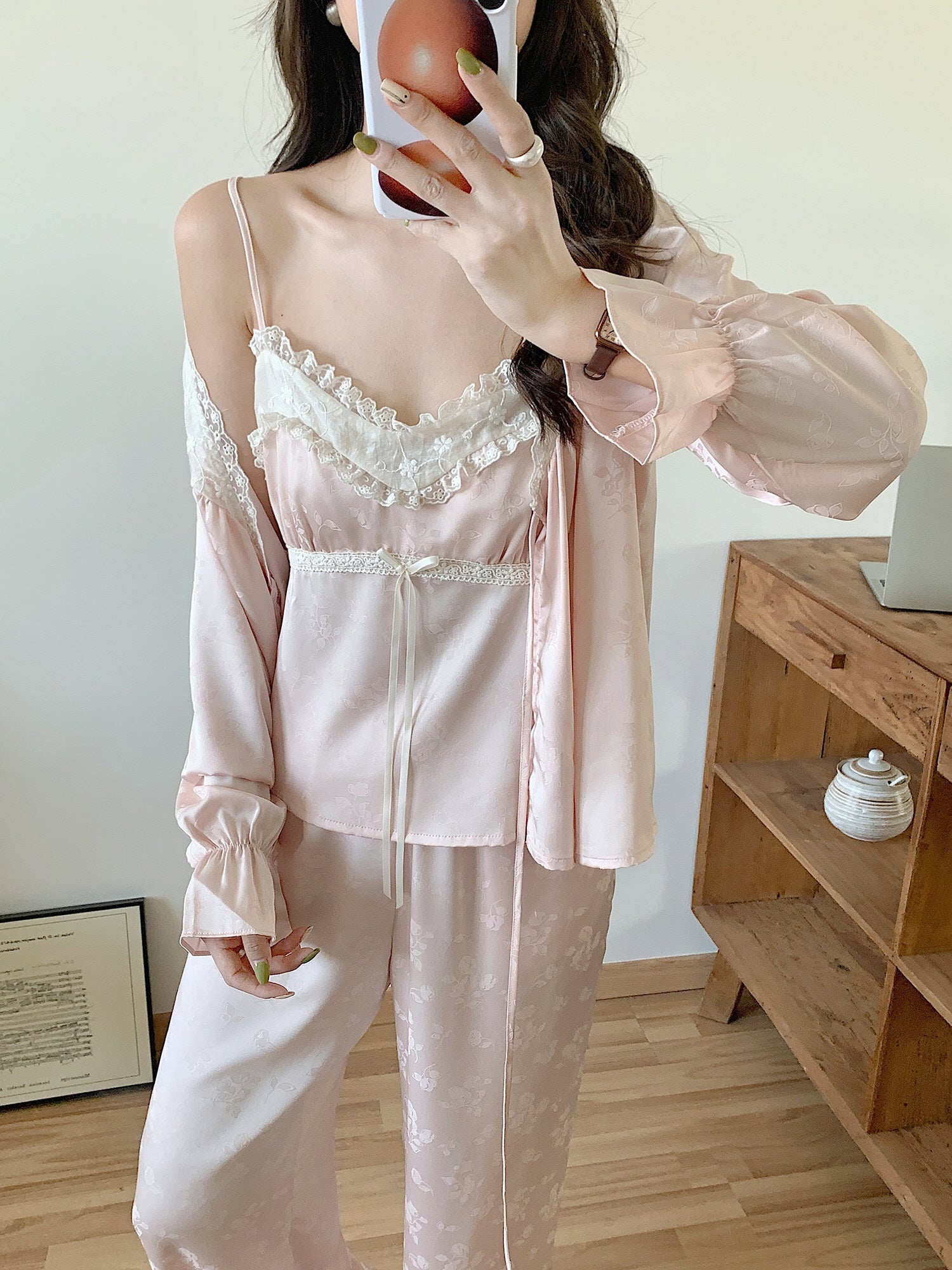 Floral Whisper 3-Piece Pink Loungewear Set