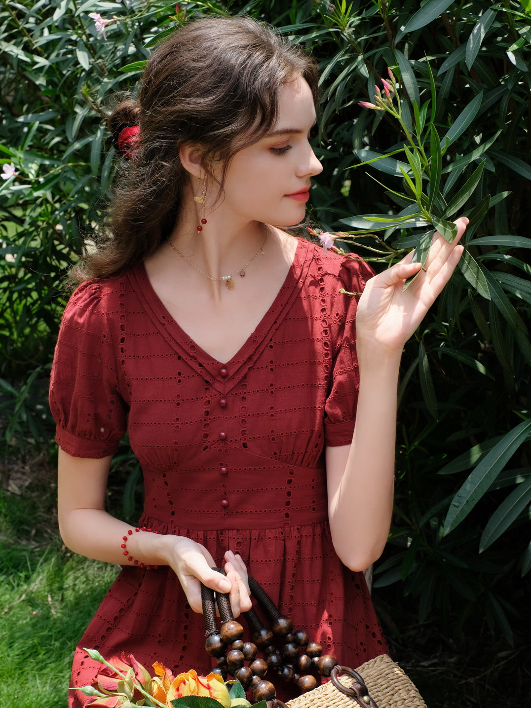 Vintage-Inspired Cotton Eyelet Dress