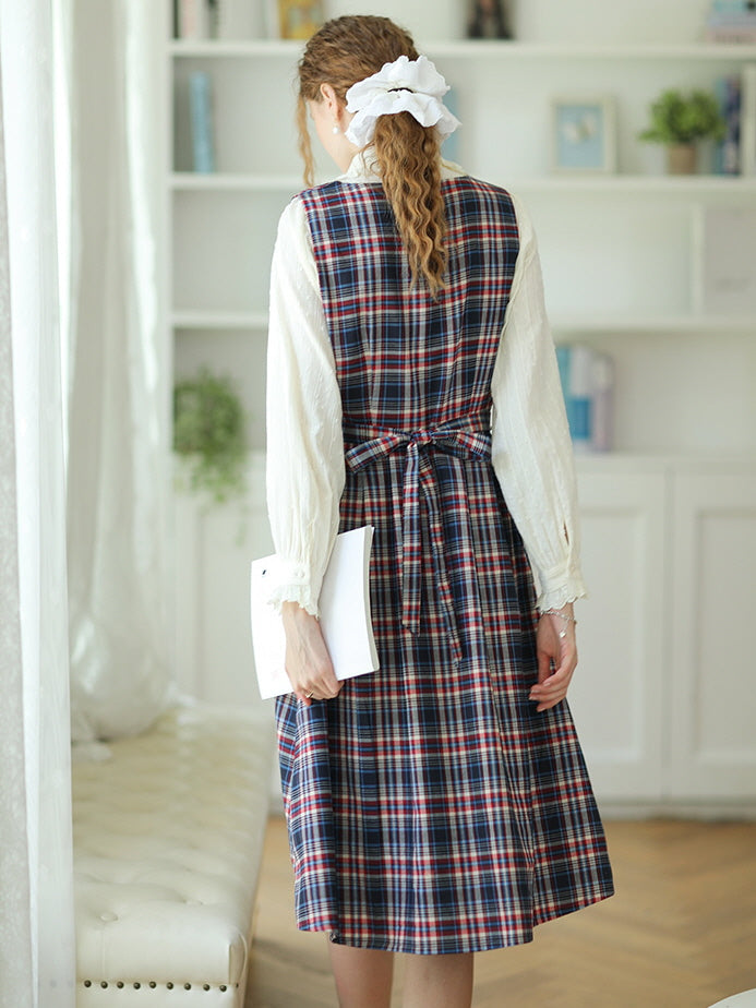 Plaid Dreams Sleeveless Pinafore Dress