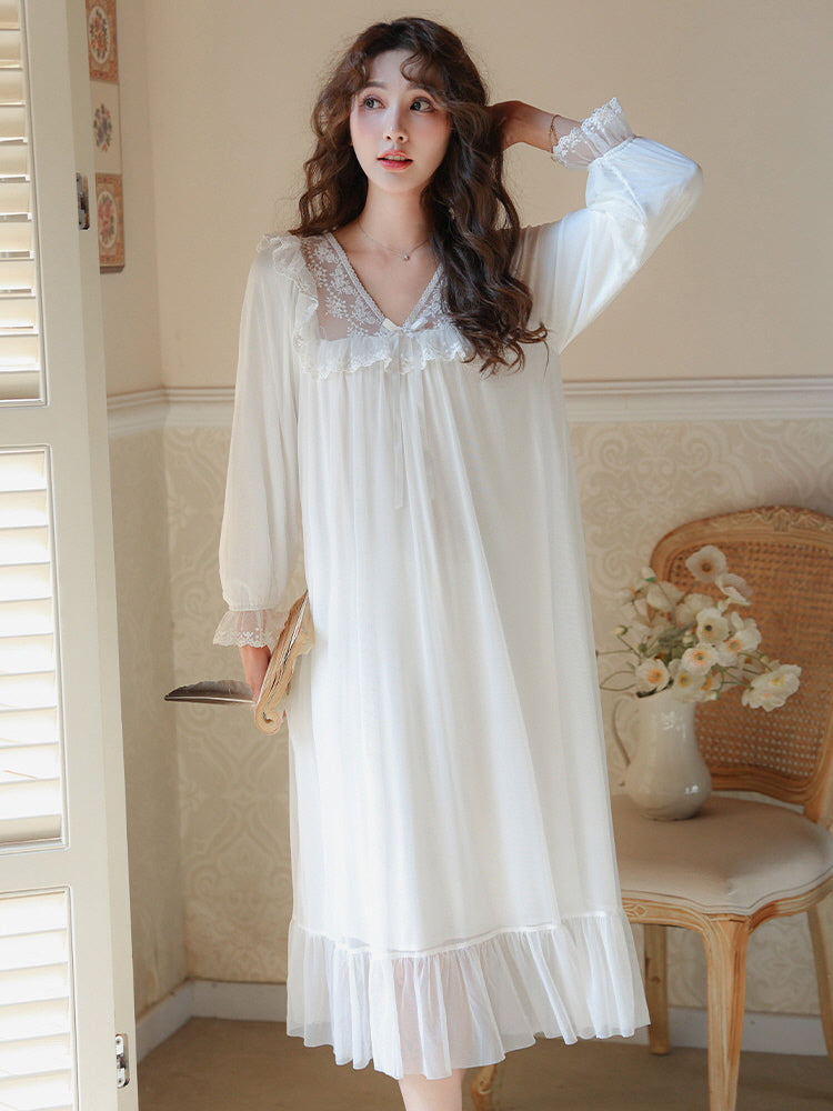 Moonlit Vintage Lace Nightgown