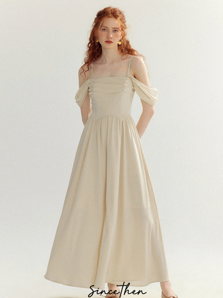 Ethereal Off-Shoulder White Princess Maxi Dress