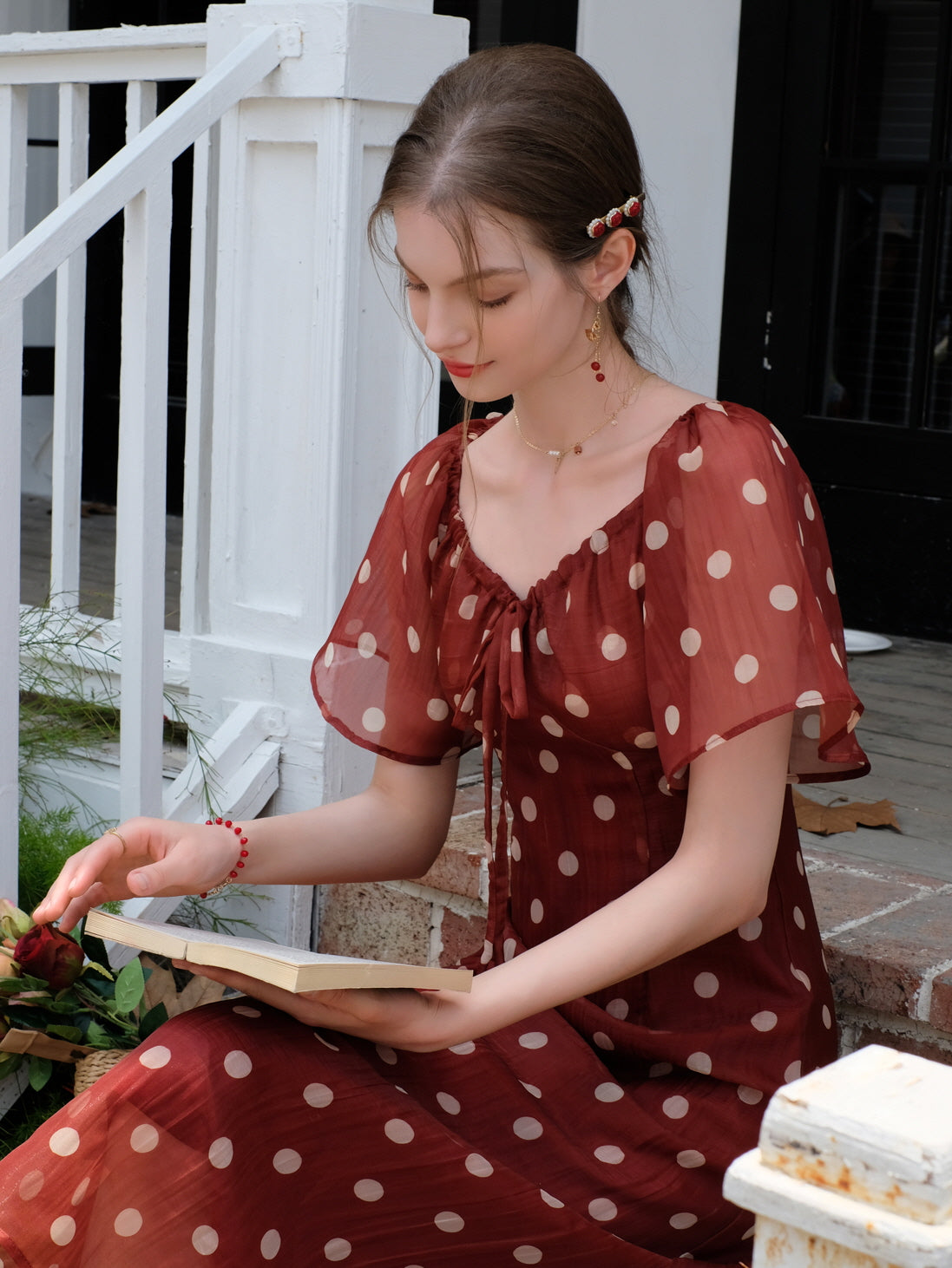 Ava's Vintage Dots Red Dress