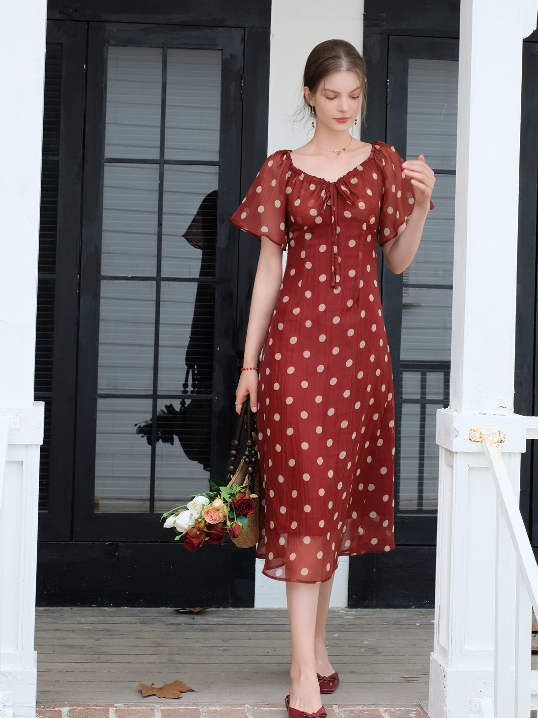 Ava's Vintage Dots Red Dress