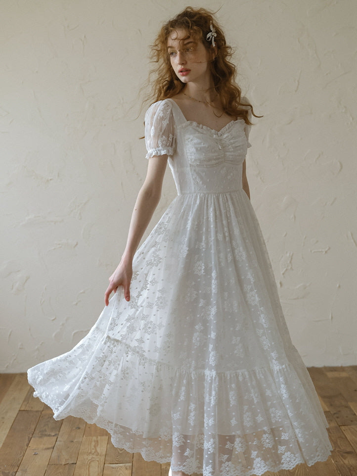 Ethereal Lace White Blossom Dress