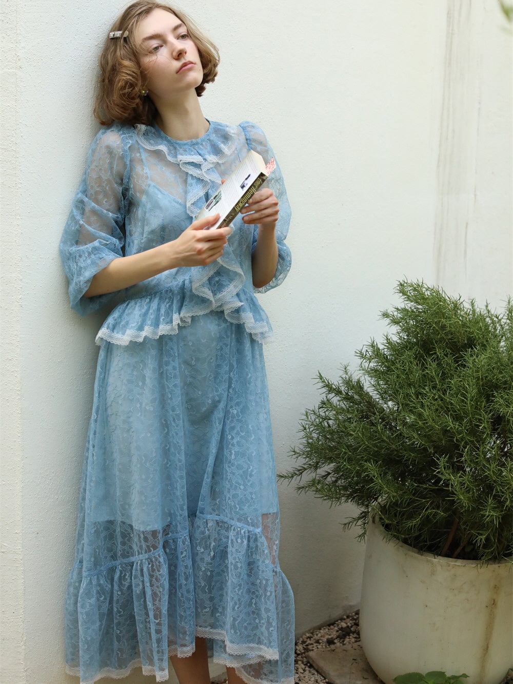 Ethereal Blue Lace Fairy Dress