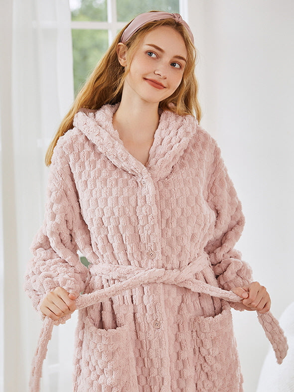 Plush Bear Ear Hooded Robe