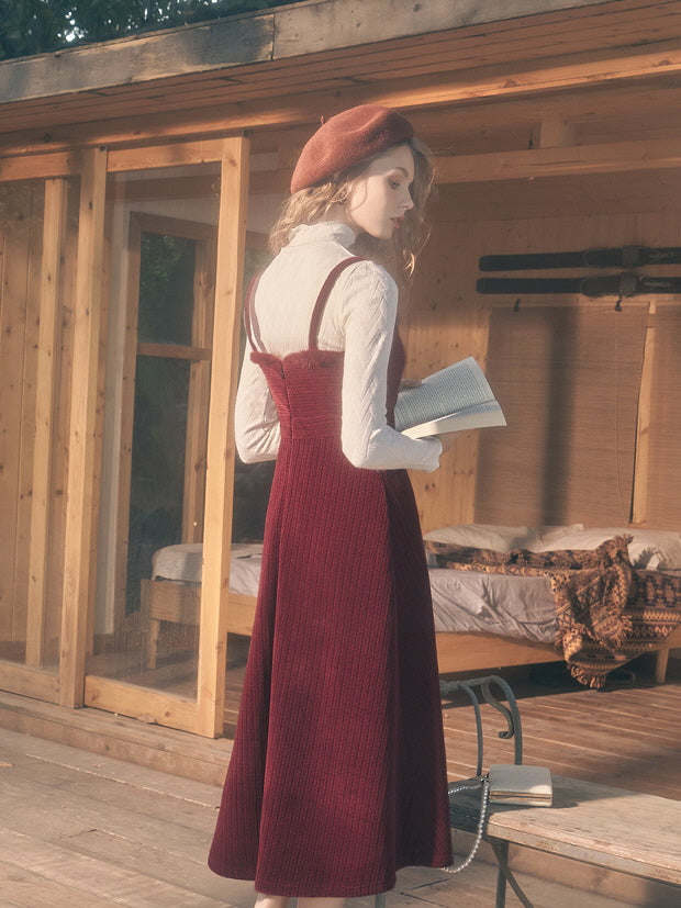 Romantic Snow Yarn Wool Red Dress