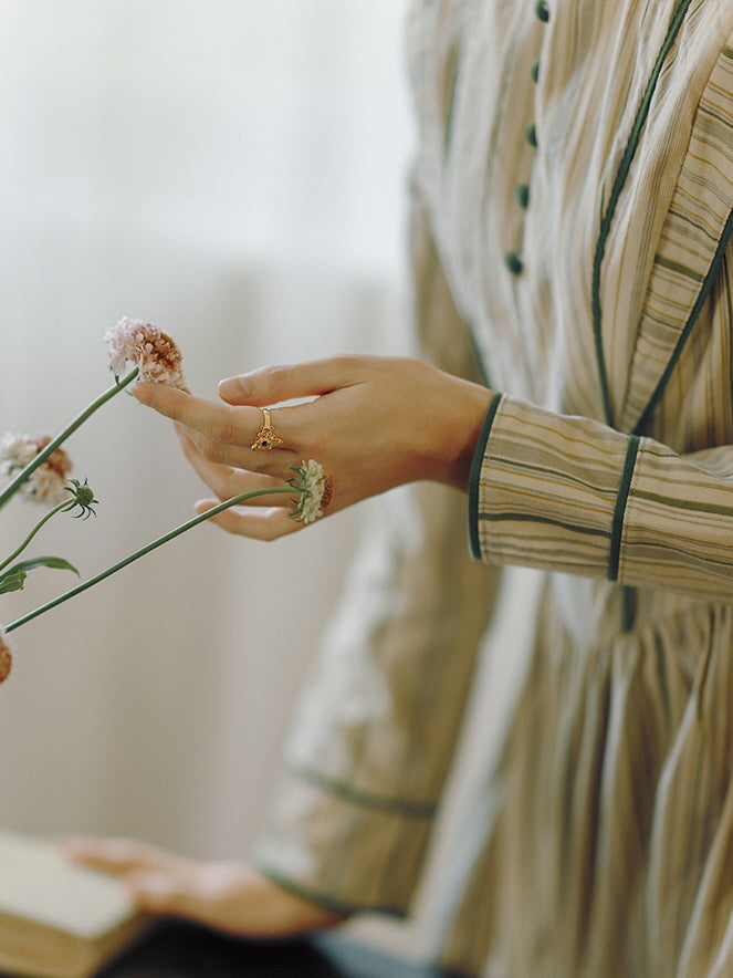 Striped Vintage Button-Down Prairie Dress