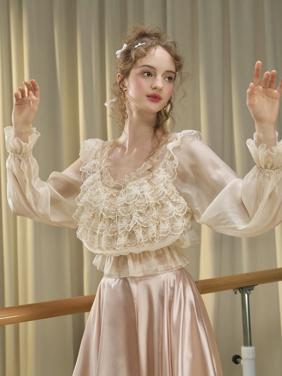 Ethereal Ruffle Lace Vintage Blouse