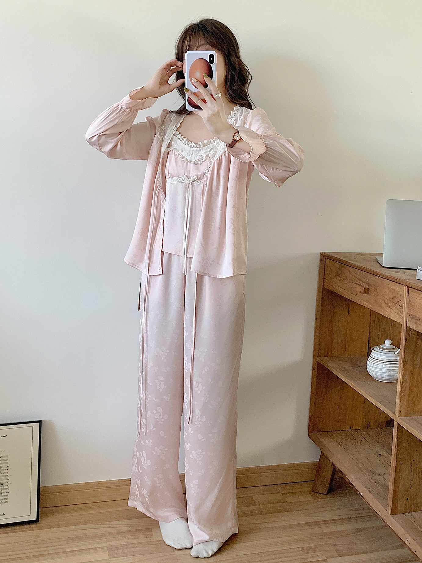 Floral Whisper 3-Piece Pink Loungewear Set