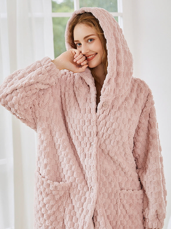 Plush Bear Ear Hooded Robe