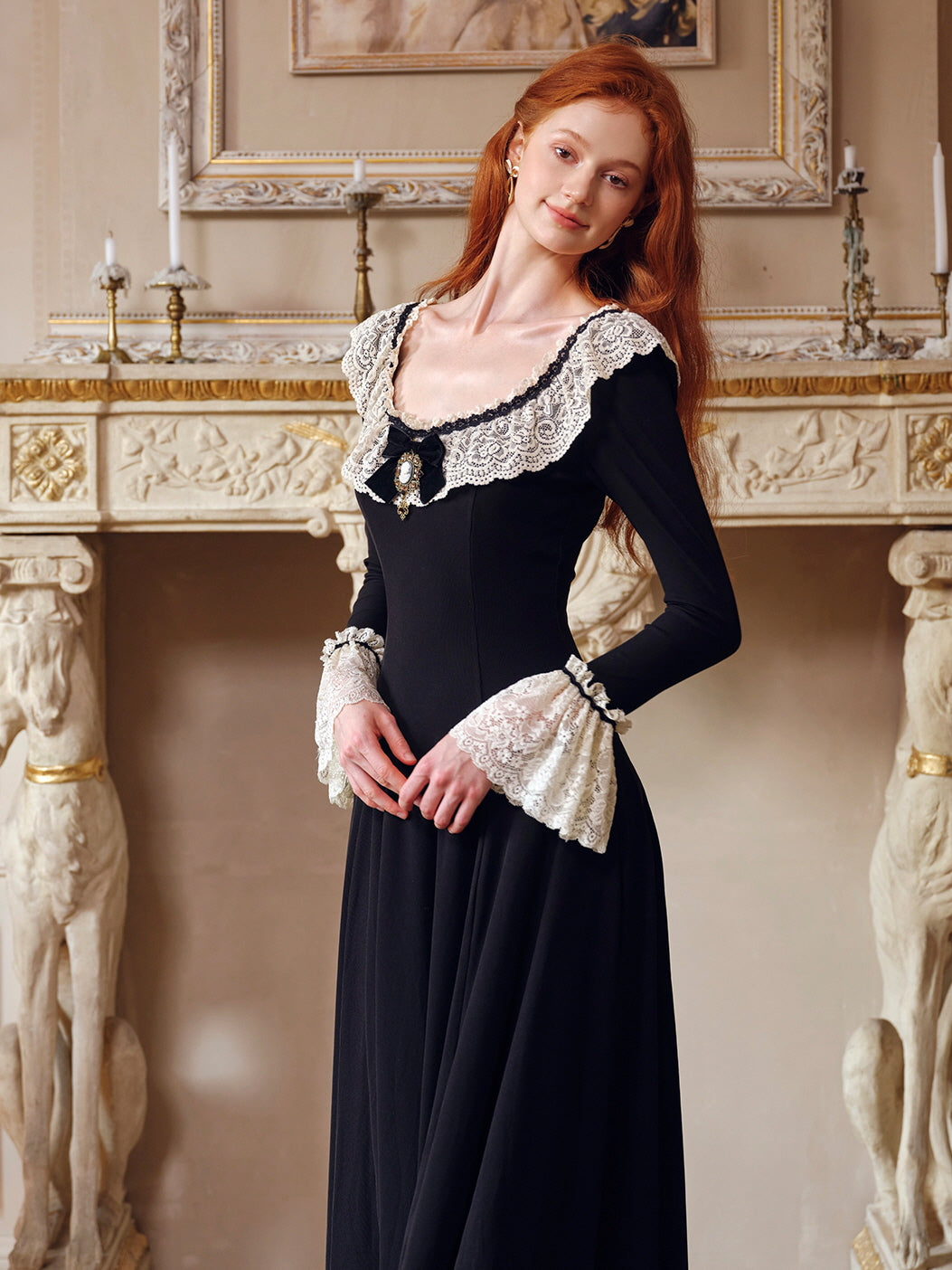 Vintage Black Lace Victorian-Inspired Dress