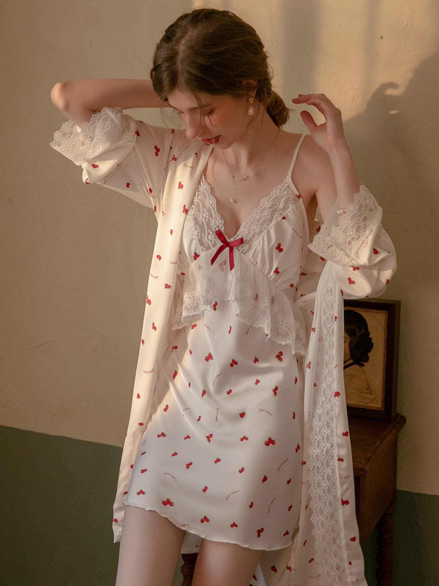 Romantic Cherry Blossom Nightgown Set