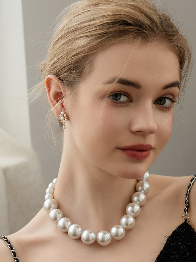 Elegant Pearl and Crystal Stud Earrings