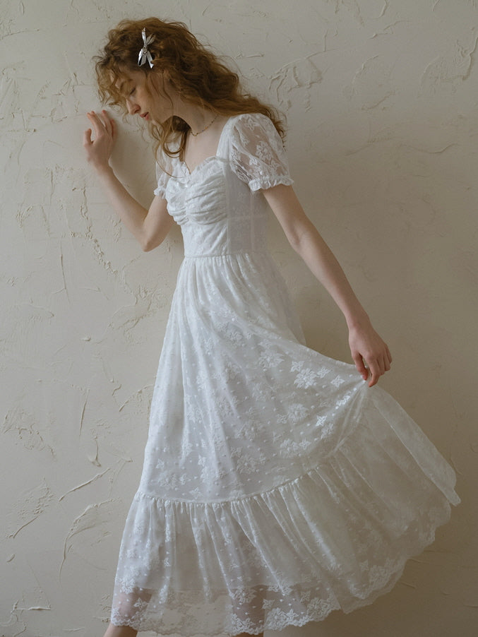 Ethereal Lace White Blossom Dress