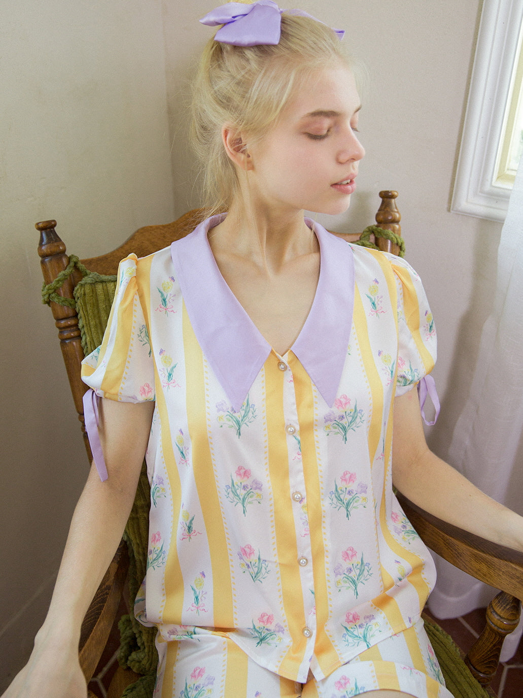 Sunlit Blossom Silk Pajamas