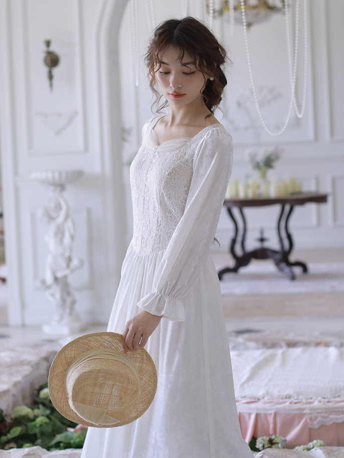 Ethereal Elegance White Vintage Dress